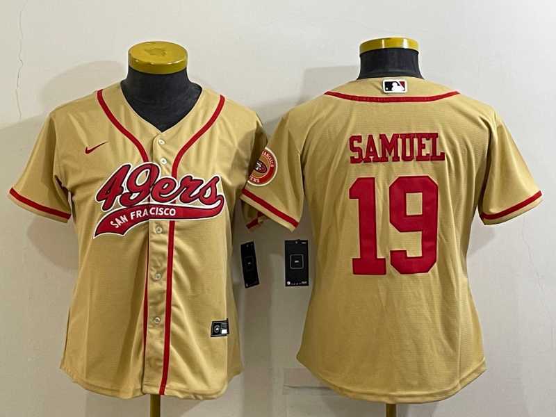 Womens San Francisco 49ers #19 Deebo Samuel Gold With Patch Cool Base Stitched Baseball Jersey